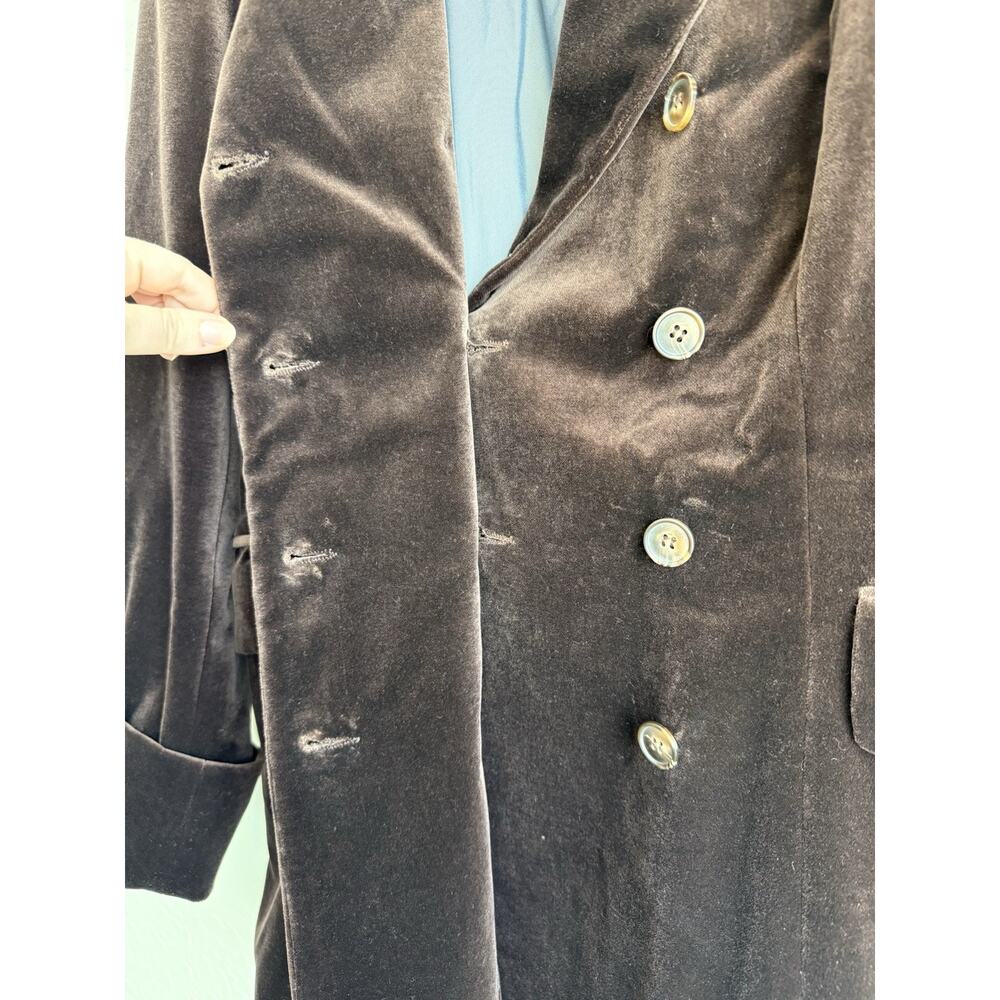 Vintage J Peterman Co. Brown Velvet Peacoat Womens Sz 8 Double Breasted USA Made - Picture 6 of 14